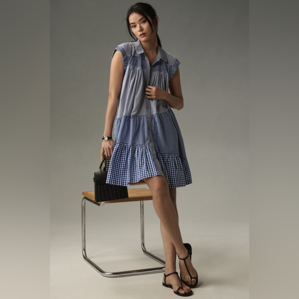 Short-Sleeve Tunic Mini Dress by Anthropologie